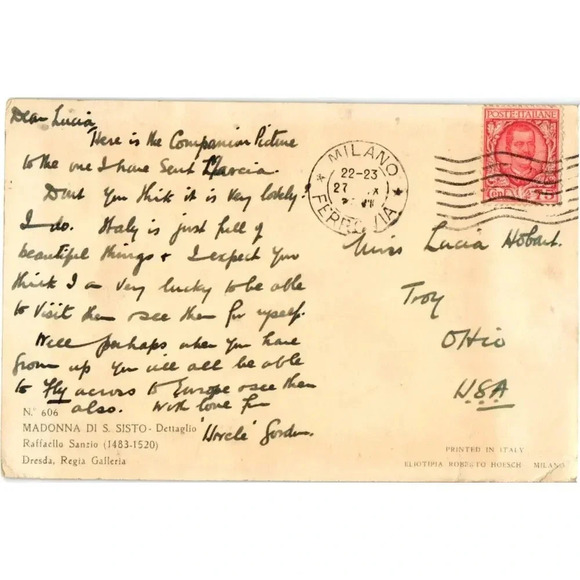 Madonna Di S. Sisto. Dettaglio Hircle Forde Raffaello Sanzio 1483-1520 Postcard - Picture 2 of 2